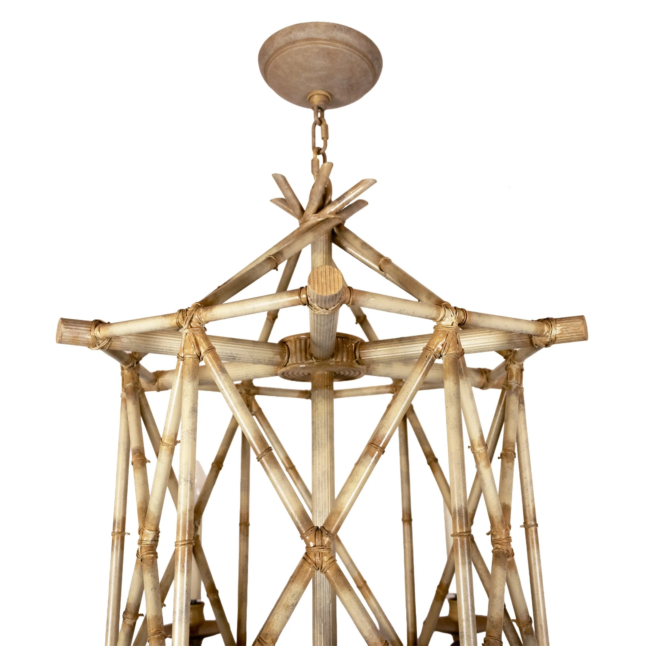 Six Light Bamboo Brûlé Chandelier — David Duncan Studio